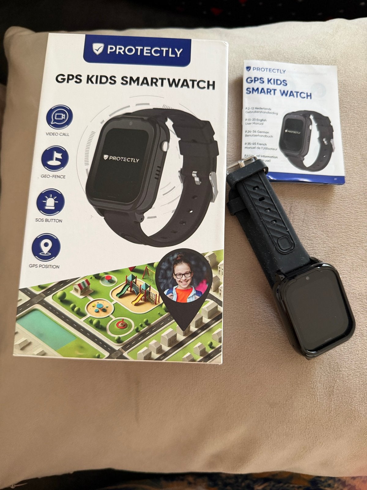 Protectly GPS Kids Smartwatch - Zwart, Ophalen, Zo goed als nieuw, Zwart, Jongen of Meisje