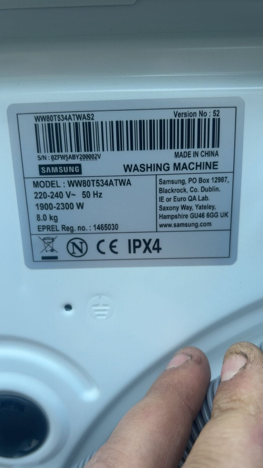 Samsung wasmachine, 8 tot 10 kg, Ophalen, Zo goed als nieuw, Voorlader