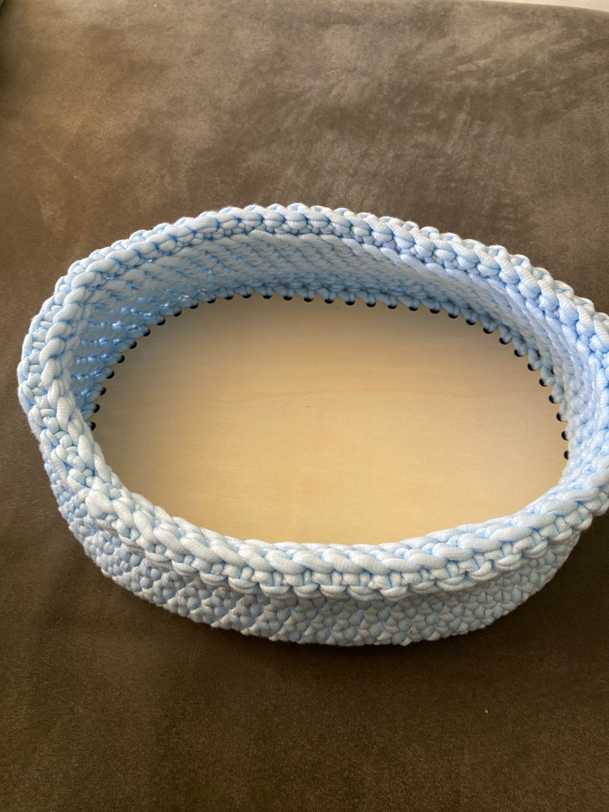 Gehaakt Babyblauw Mandje - Ideaal Kraamcadeau, Ophalen of Verzenden, Nieuw, Kraamcadeau