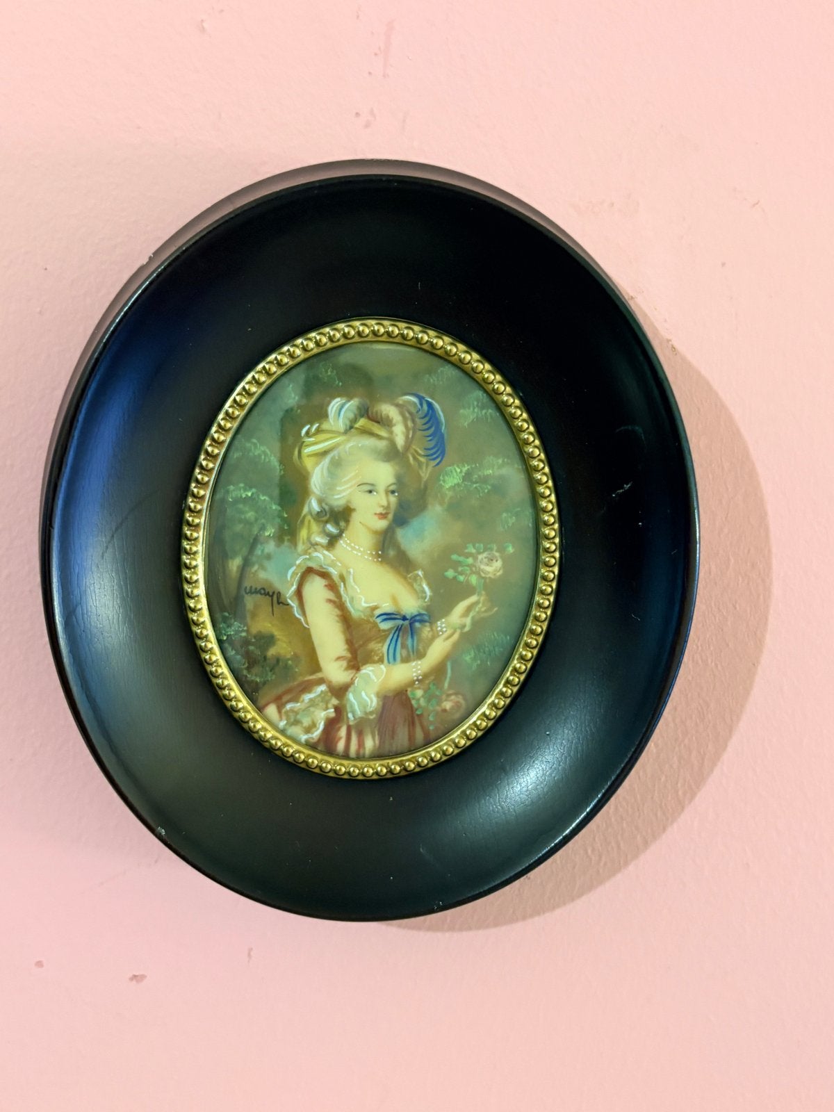 Vintage Italiaans Miniatuur Portret Marie Antoinette, Ophalen of Verzenden