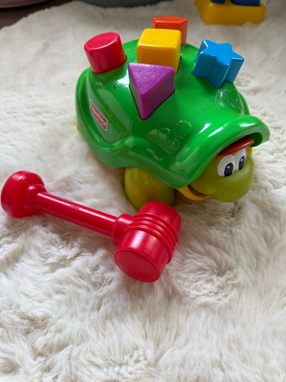 Fisher-Price Vormensorteerschildpad met hamer, Ophalen of Verzenden, Gebruikt, Overige typen, Met wieltjes