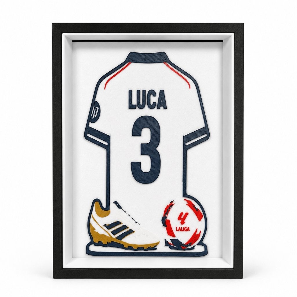 Gepersonaliseerd voetbaldisplay – club, naam en rugnummer, Sport en Fitness, Voetbal, Maat XL, Ophalen of Verzenden, Nieuw, Clubaccessoires
