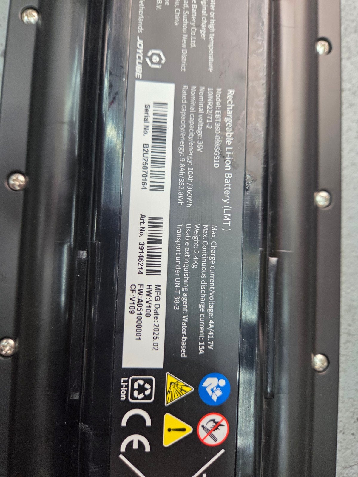 Nieuwe Batavus E-motion 10Ah fietsaccu (36V, 360Wh), No. 188, Xinzhuang Road, Suzhou New District, Suzhou, China, Nieuw, Ophalen of Verzenden