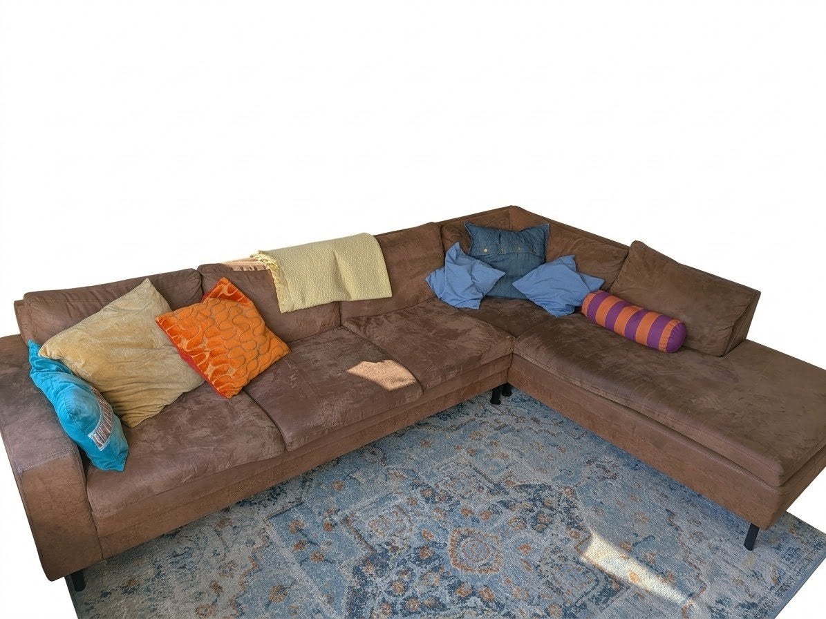 Comfortabele Hoekbank - Bruin, Ophalen, Gebruikt, Modern en comfortabel, Hoekbank