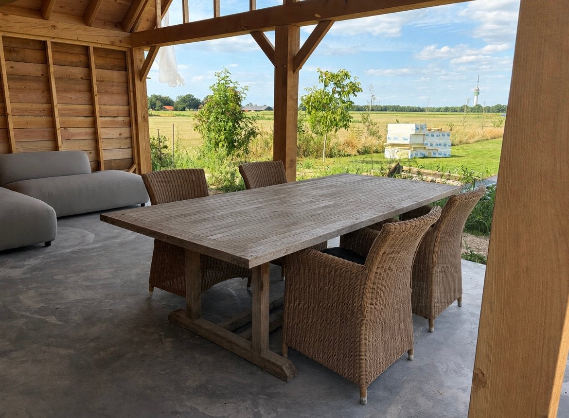 Teak & Garden teakhouten tuintafel 2.50 x 1.10m, Ophalen, Gebruikt, Rechthoekig, Teakhout