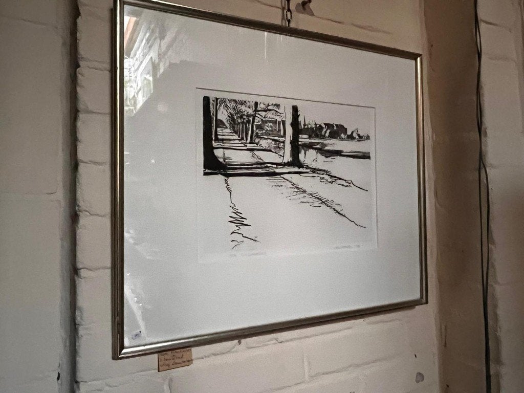 74) Hans Almekinders Zicht op 'S-Graveland., Ophalen, Landschap, Ets