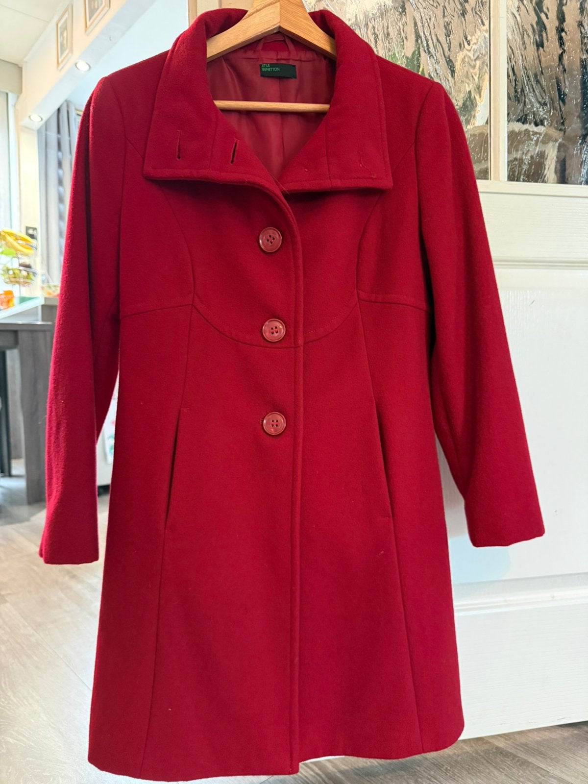 Rode herfst/winter jas, Ophalen of Verzenden, Gedragen, Maat 38/40 (M), Rood