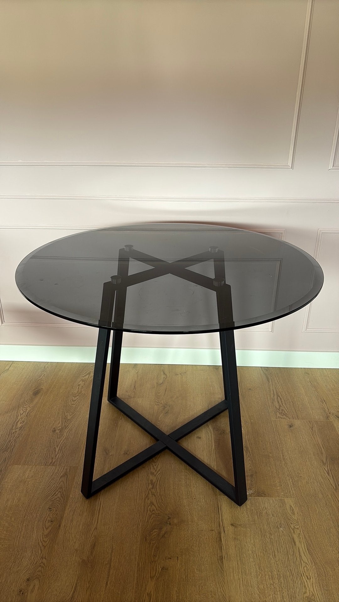 Ronde tafel MADE rookglas zwart ø 90cm, Ophalen, Rond, 50 tot 100 cm, Glas