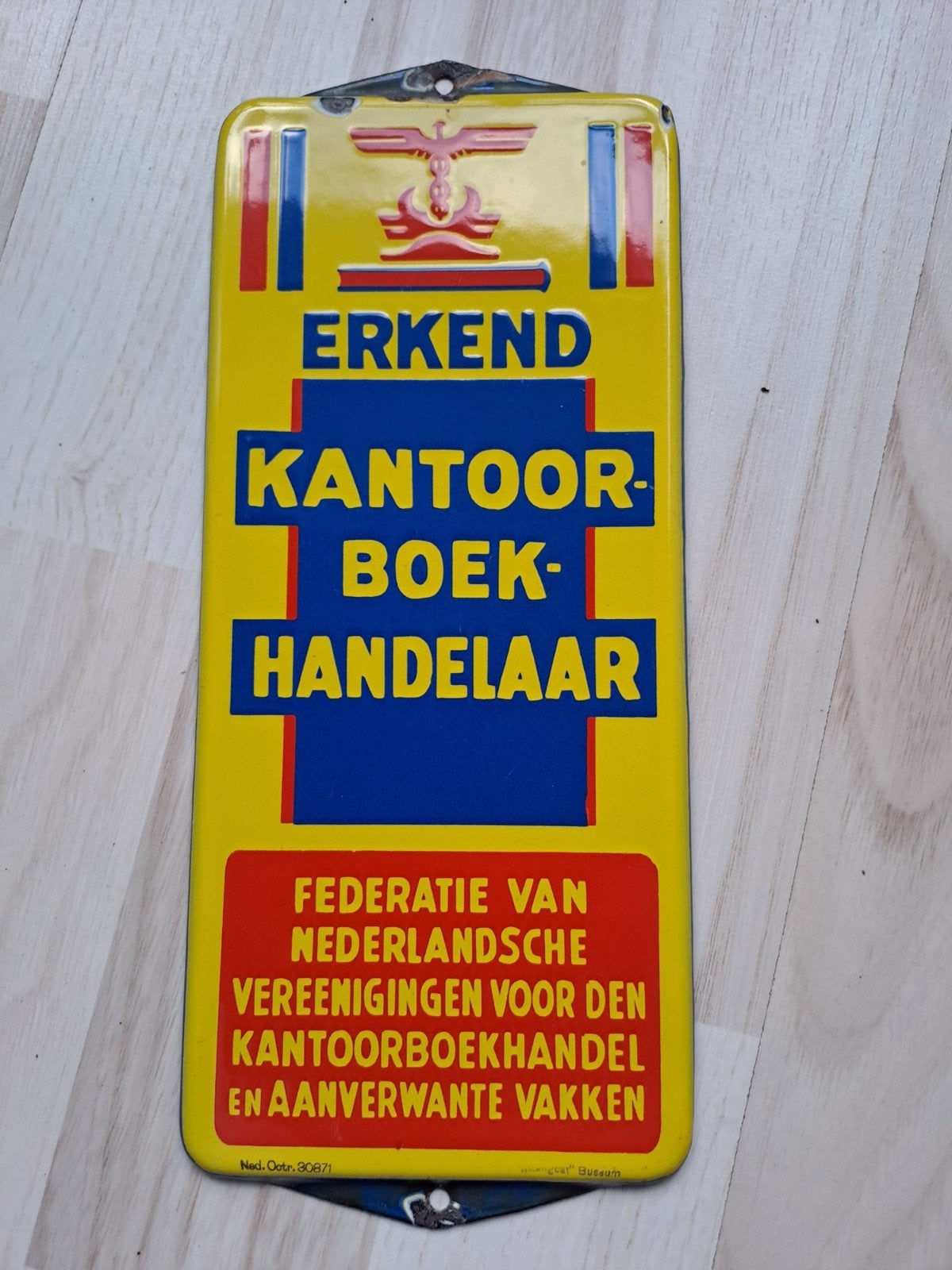 Mooi oud emaille deurpostje, Verzamelen, Ophalen of Verzenden, Gebruikt, Reclamebord