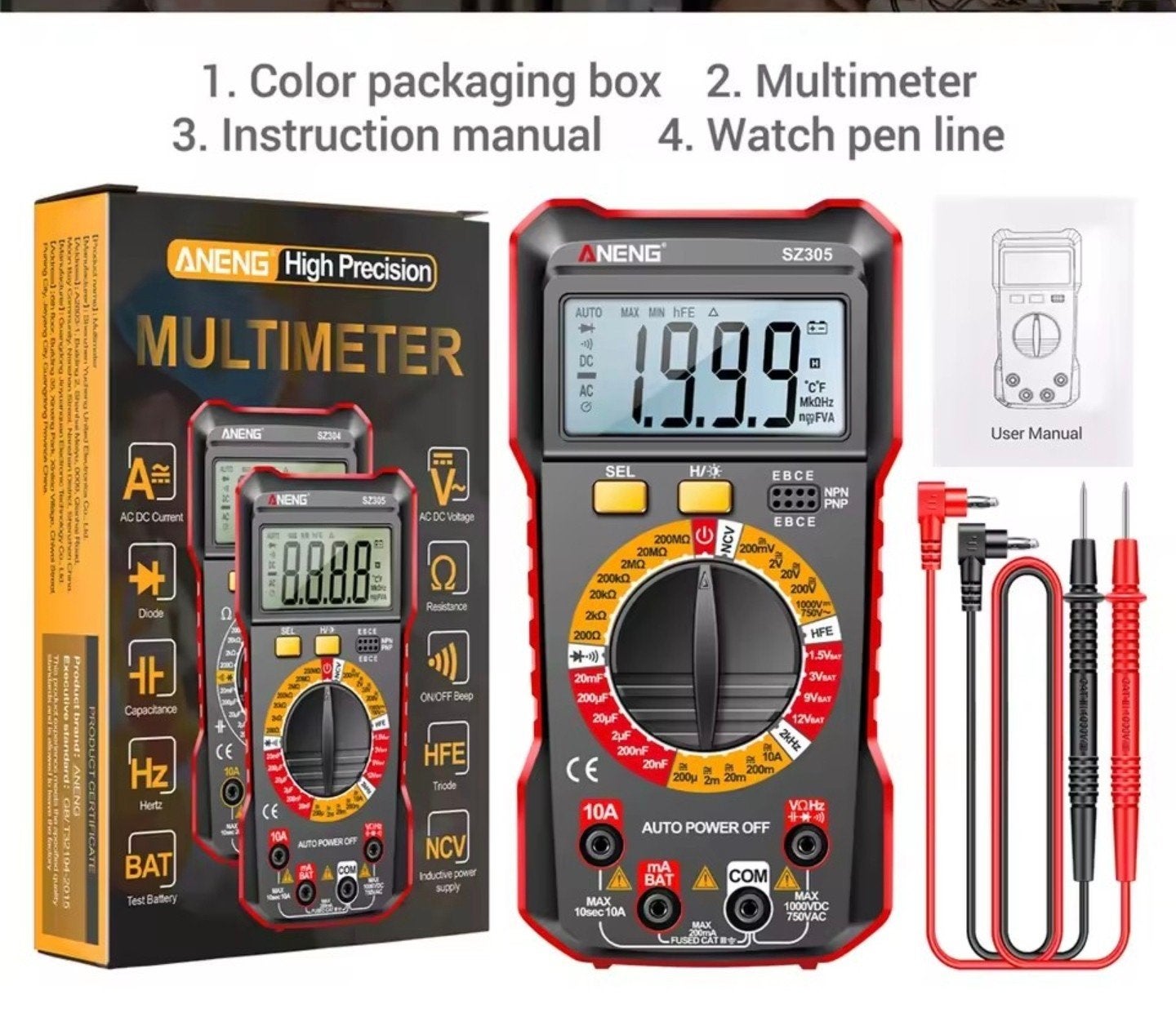 Professionele Digitale Multimeter AC/DC Spanning Ampère, Ophalen of Verzenden