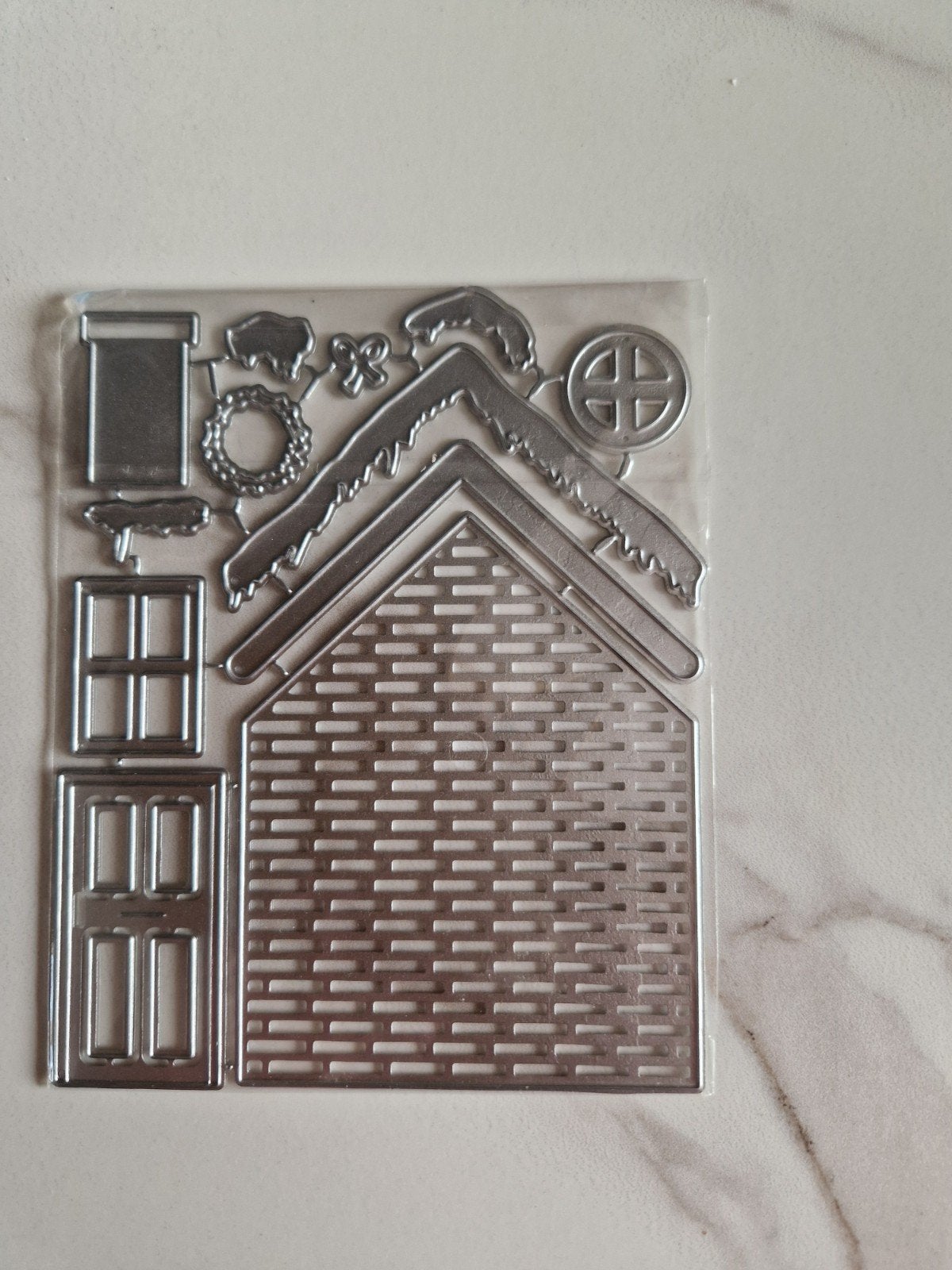 Snijmal Huisje Kerstmis - Knutselmateriaal, Hobby en Vrije tijd, Geschikt voor snijden, Zilver, Nieuw, Overige merken