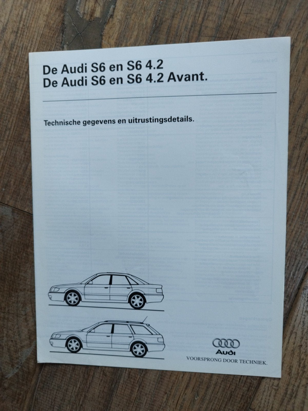 Audi S6 en S6 4.2 Avant brochure uit 1996 - Nederlands, Gelezen, Ophalen of Verzenden, Audi, Audi
