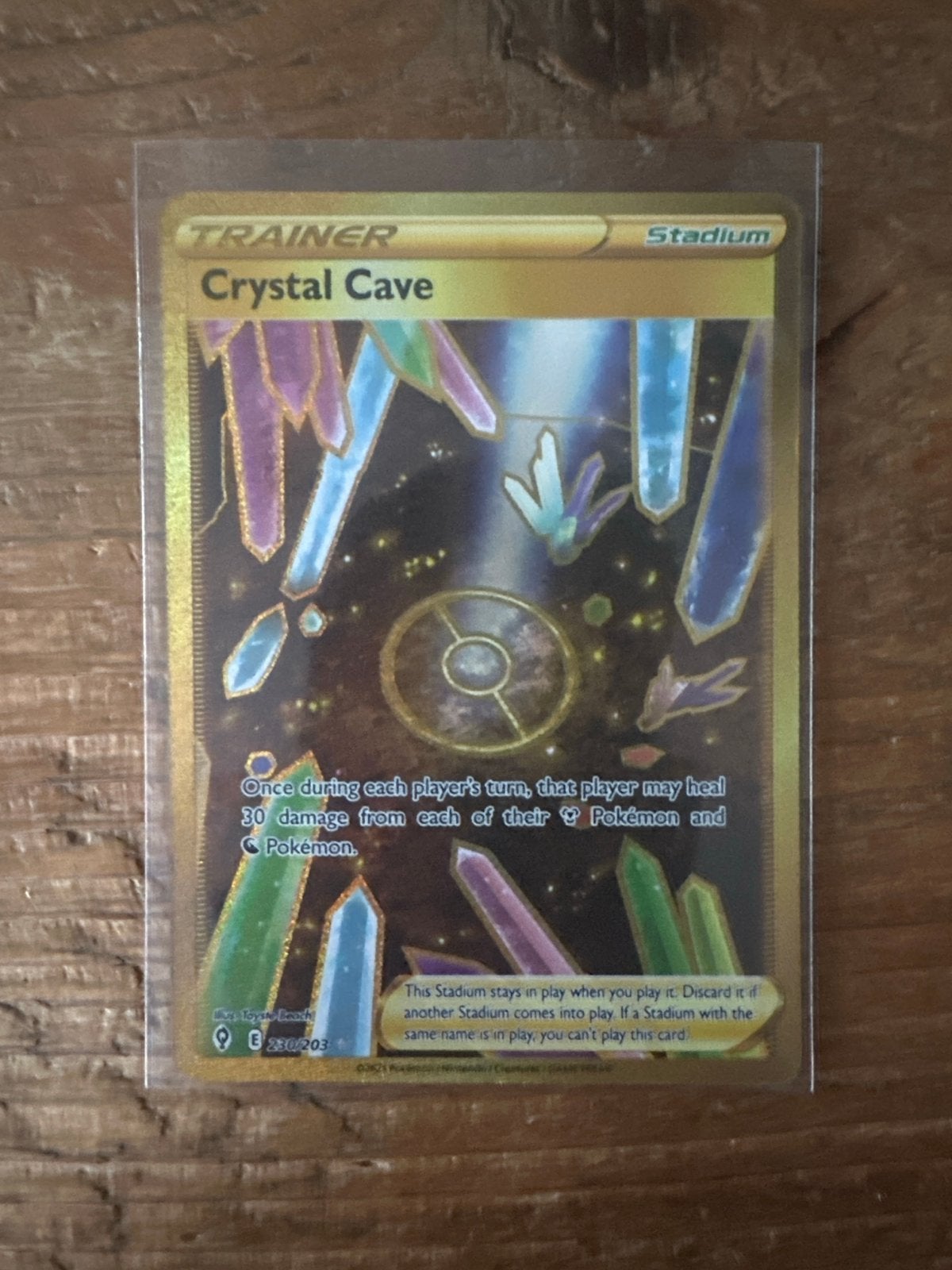 Pokémon Crystal Cave Trainer Kaart (Goud, Foil), Ophalen, Zo goed als nieuw, Losse kaart, Foil