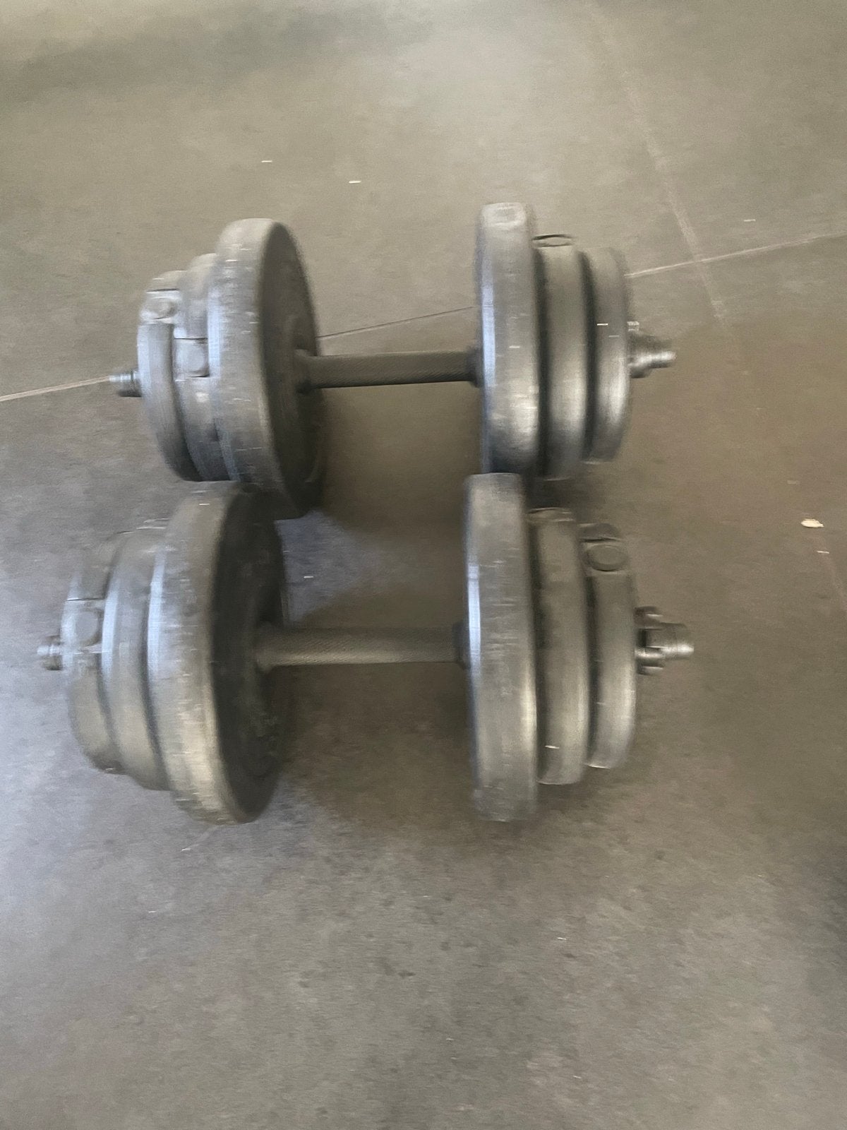 Dumbbells met gewichten (1kg, 1.25kg, 2.5kg) 2x 10kg, Ophalen of Verzenden, Gebruikt, Armen, Dumbbell