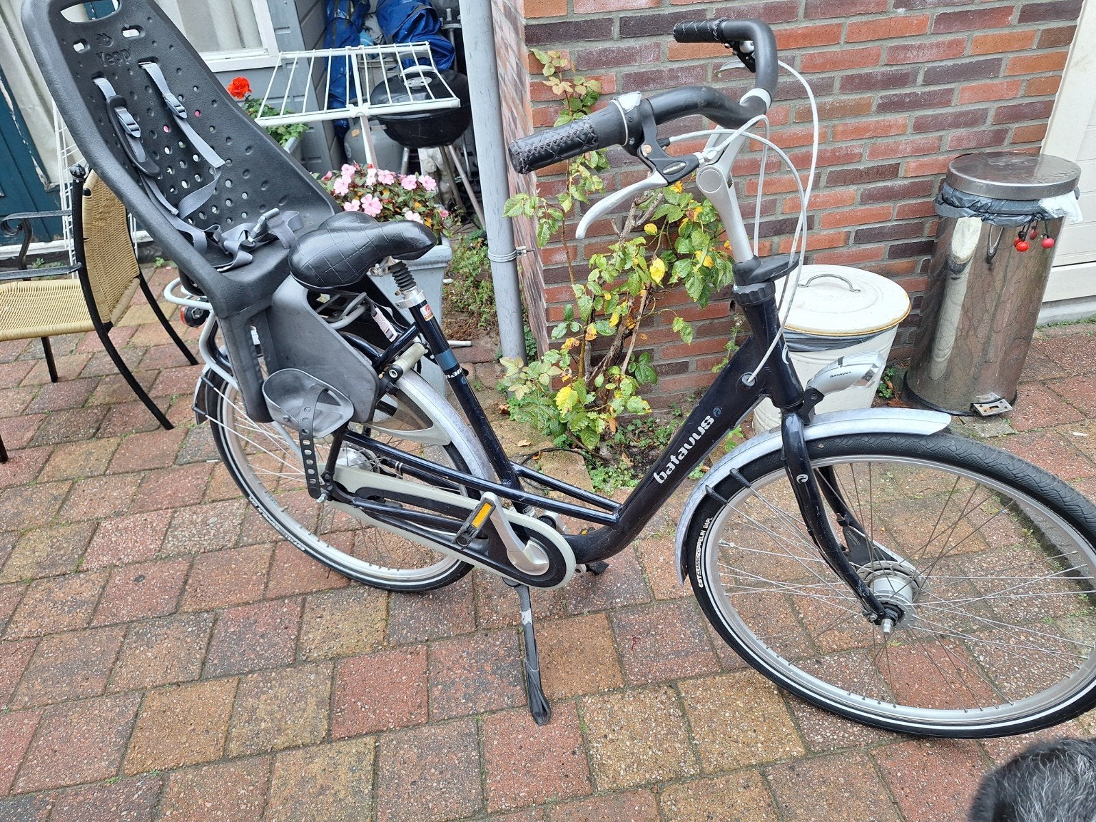 Batavus mambo damesfiets met kinderzitje, Ophalen, Versnellingen, Batavus, Trommelrem