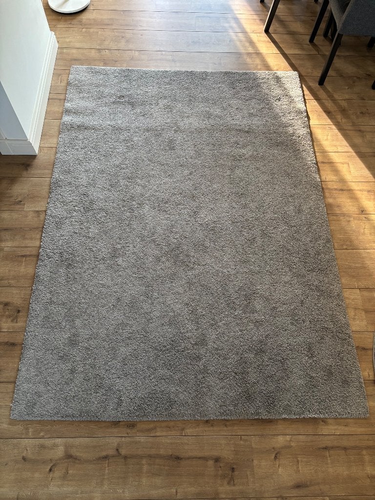 Vloerkleed, laagpolig, middengrijs, 170x240 cm, Ophalen, Gebruikt, 150 tot 200 cm, 200 cm of meer