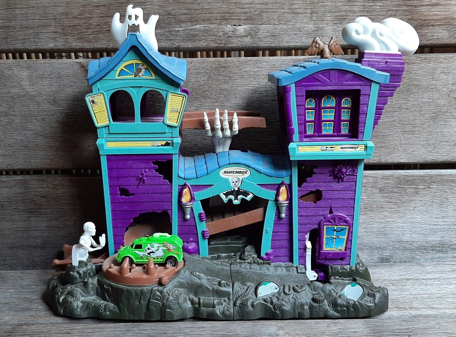 Matchbox Hero city Hunted house racebaan compleet met auto, Ophalen of Verzenden, Gebruikt, Handmatig, Overige merken