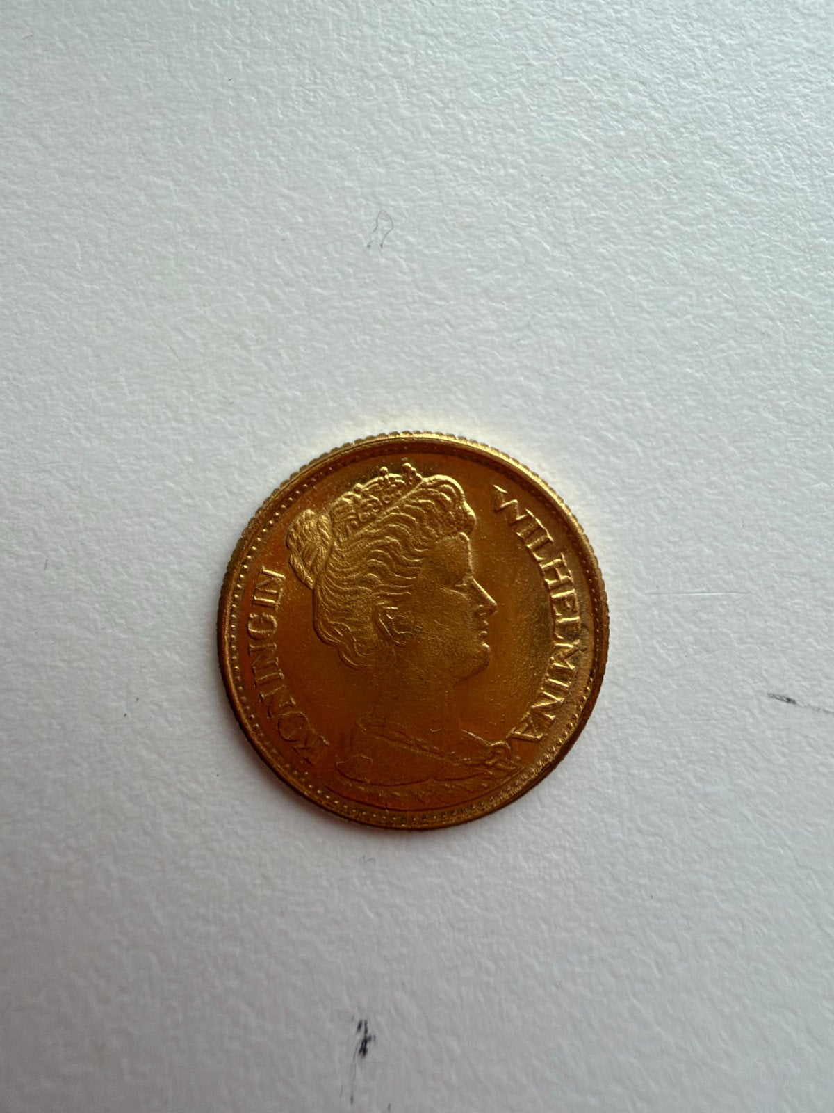 Gouden Wilhelmina 5 gulden munt 1912, Postzegels en Munten, 5 gulden, Koningin Wilhelmina, Losse munt, Goud