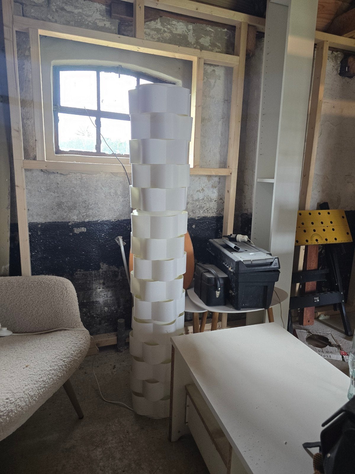IKEA PS 2014 Vloerlamp - Witte Design Lamp, Huis en Inrichting, 100 tot 150 cm, Zo goed als nieuw, Metaal, Modern, Design