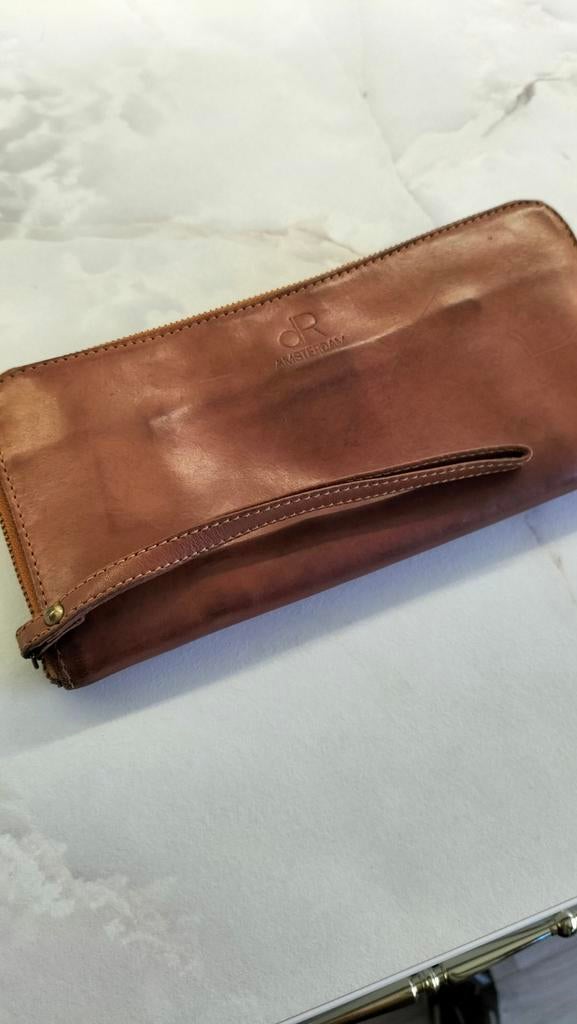 DR AMSTERDAM portemonnee leer, Sieraden, Tassen en Uiterlijk, Portemonnees, Verzenden, Bruin, Leer