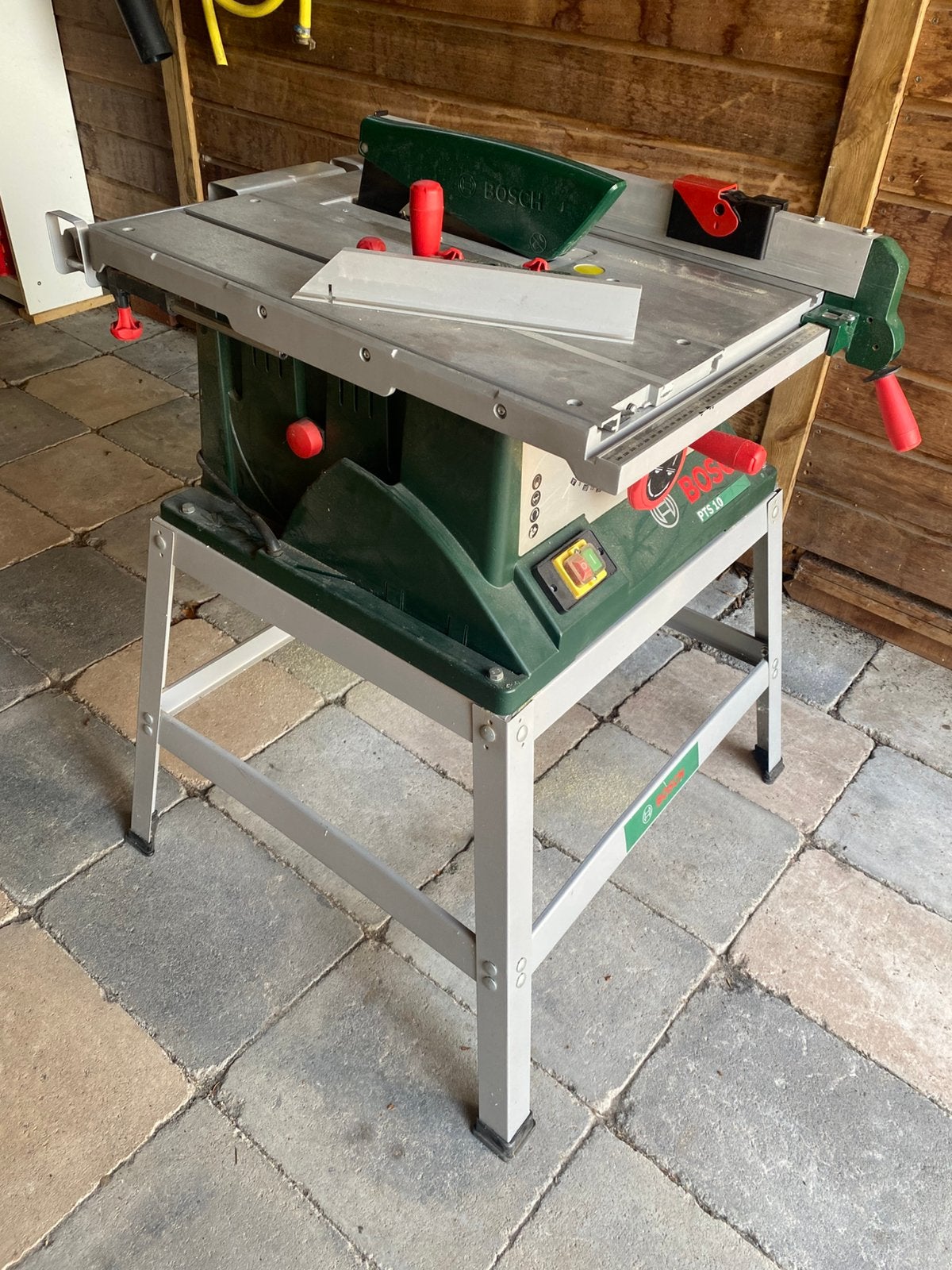 Bosch Tafelcirkelzaag, PTS 10 T, met onderstel, Ophalen, Cirkelzaag, 70 mm of meer, Zo goed als nieuw