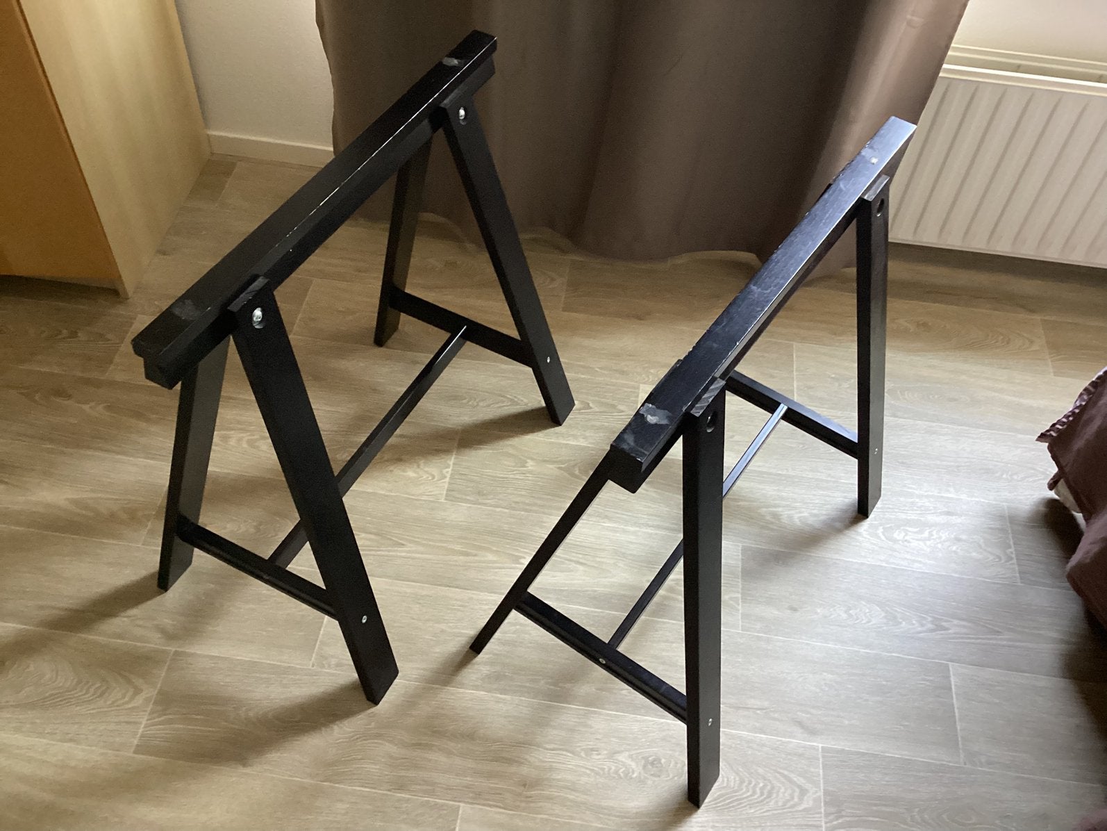 Schragen Zwart Ikea 2 Stuks,Zie Foto’s, Ophalen, Gebruikt, Rond, 50 tot 100 cm