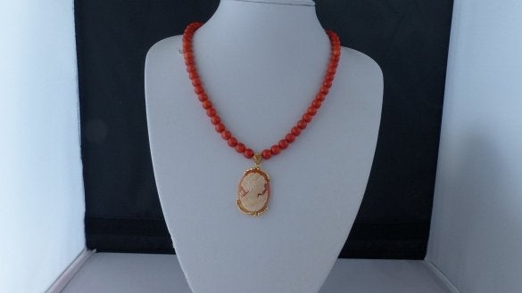 KORAAL (oud-hollandse kleur) ketting/oorhanger-set, Verzenden, Nieuw, Steen of Mineraal, Met edelsteen