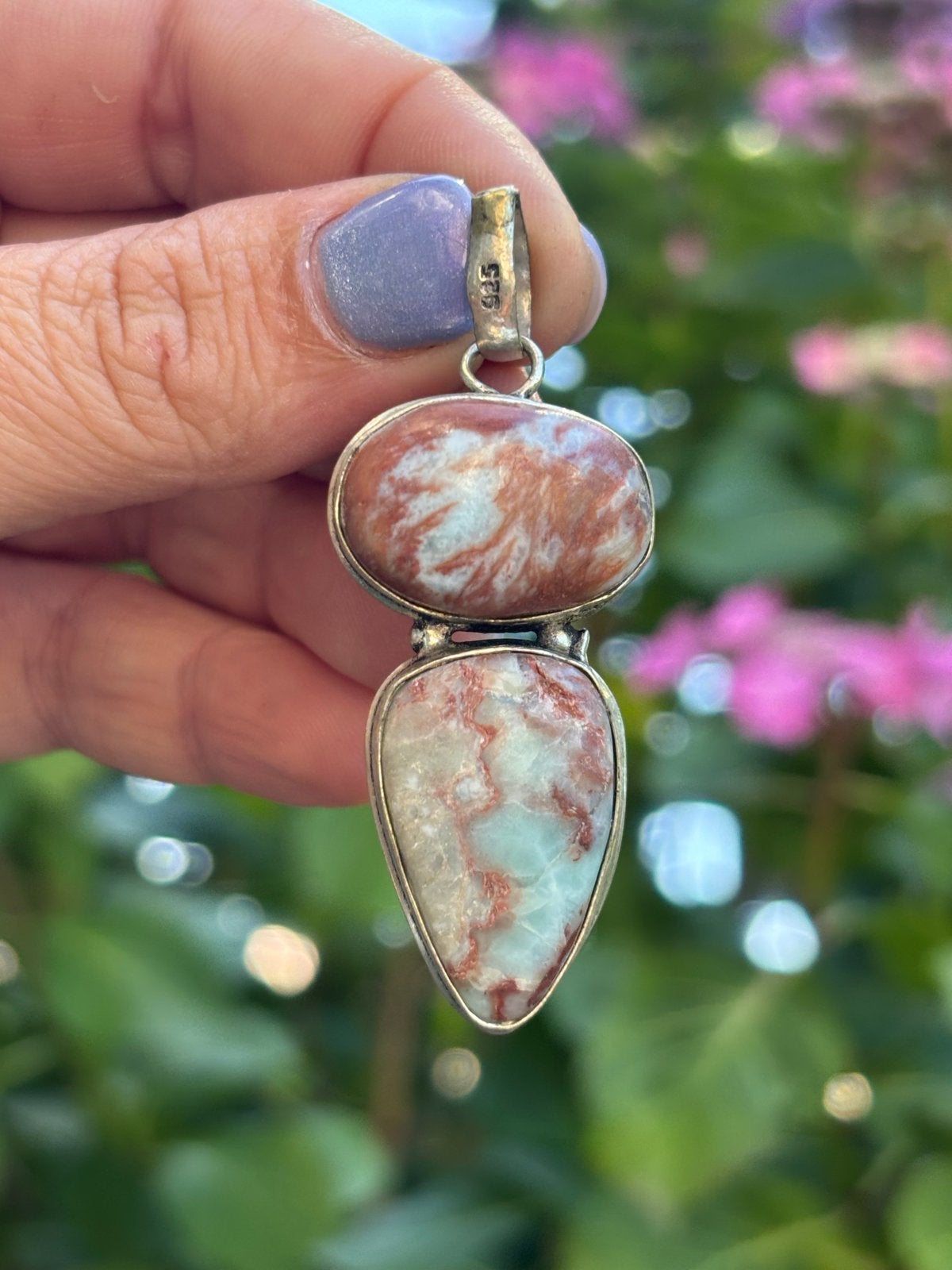 Larimar Edelsteenhanger Kettinghanger Sieraden Zeldzaam, Overige voorstellingen, Nieuw, Ophalen of Verzenden, Steen of Mineraal