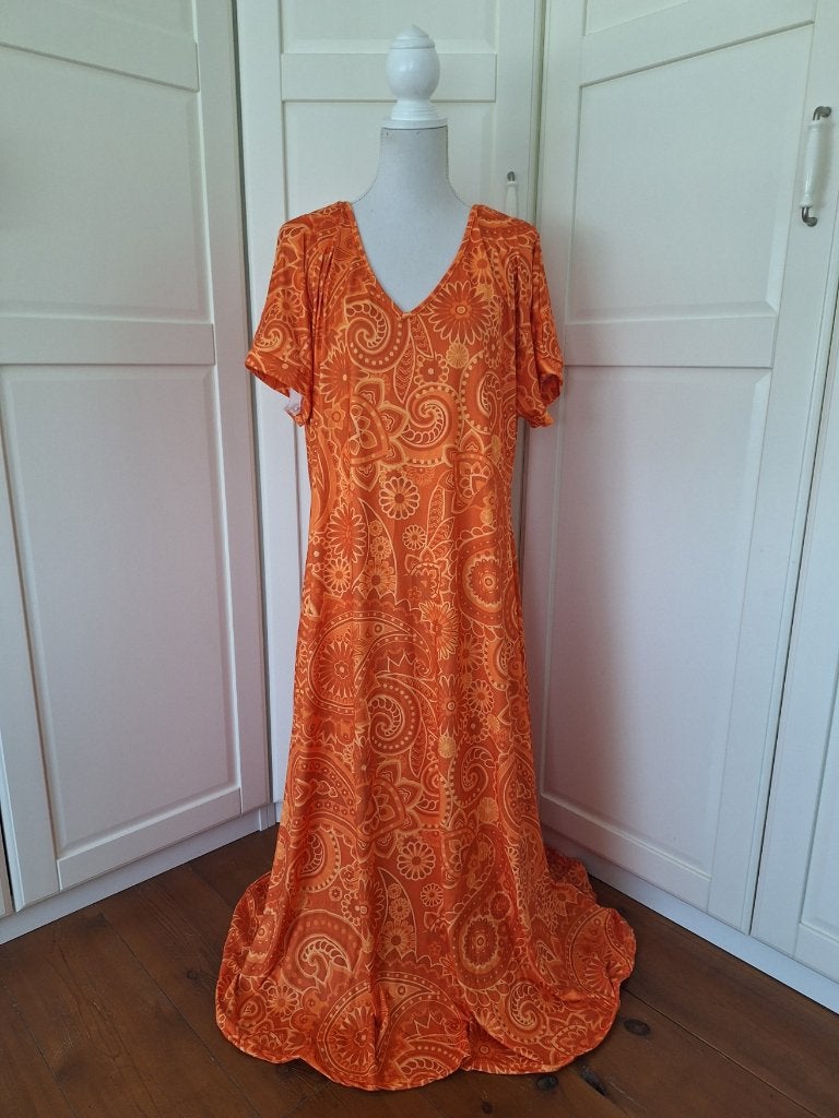 Nieuwe oranje floral maxi jurk, maat 3XL (= XXL 48), Maat 46/48 (XL) of groter, Nieuw, Oranje, Ophalen of Verzenden