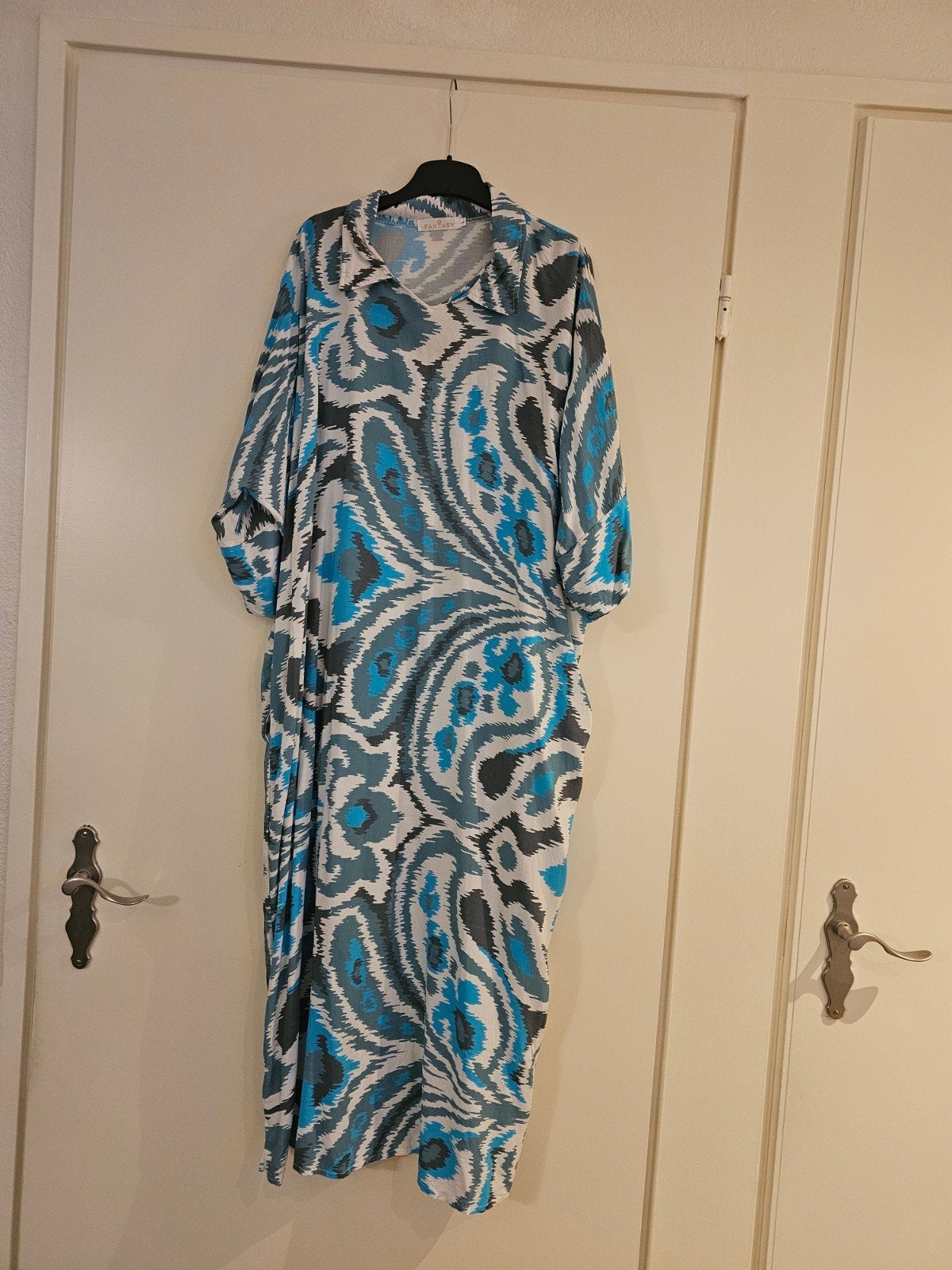 Fantasy Kaftan Jurk met Paisley Print - Maat L, Kleding | Dames, Blauw, Ophalen of Verzenden, Zo goed als nieuw, Onder de knie