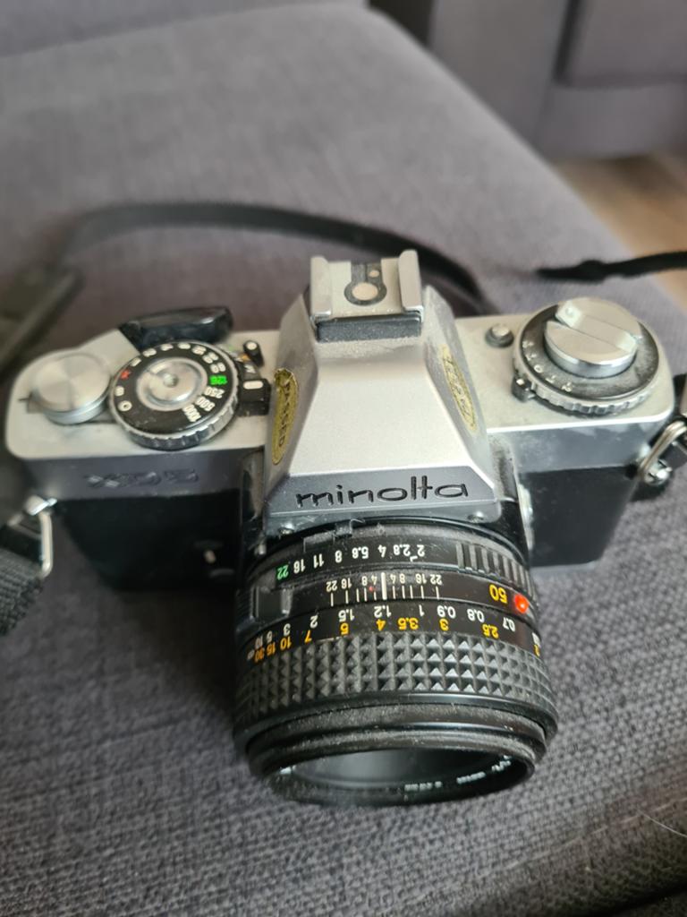 Minolta XD5 Spiegelreflexcamera met MD 50mm f/2 lens, Ophalen of Verzenden, Gebruikt, Spiegelreflex, Minolta