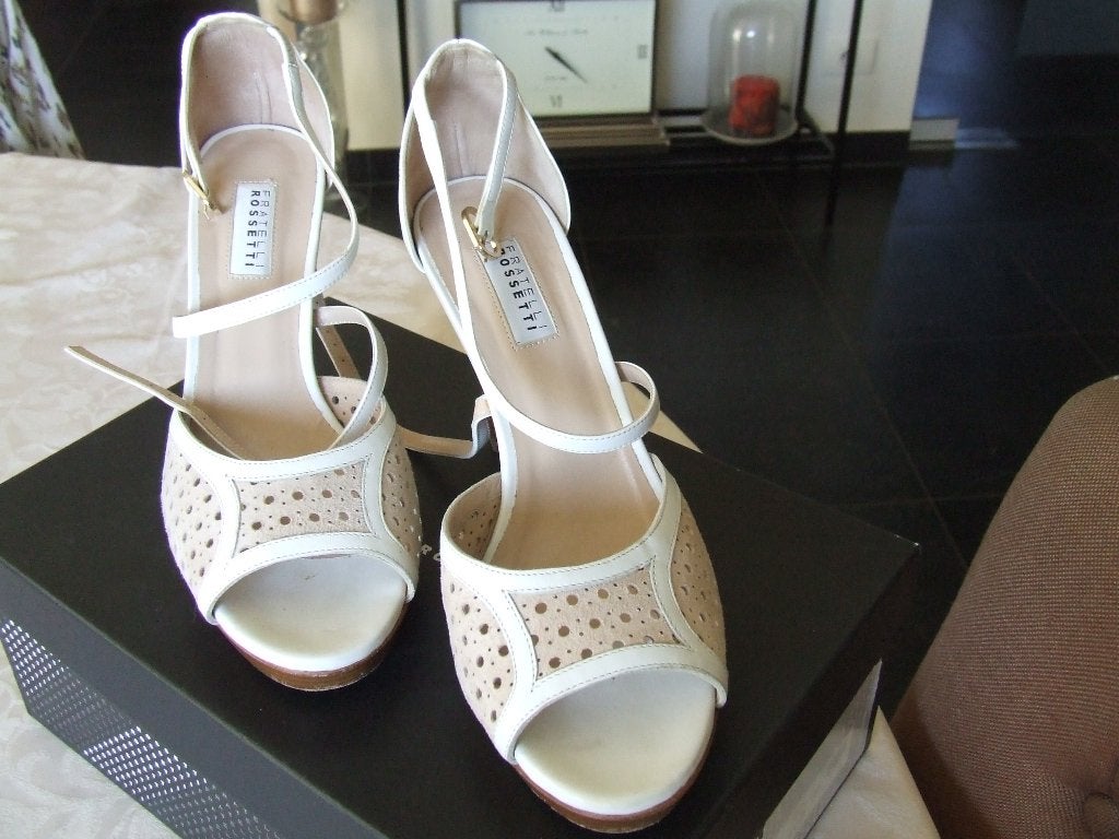 Elegante damesschoenen met hakje "fratelli rossetti" mt 38,5, Schoenen met lage hakken, Verzenden, Wit, Zo goed als nieuw