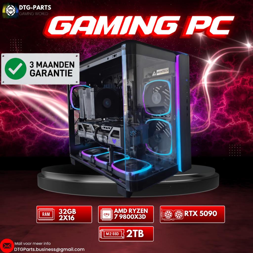 Gaming PC // RTX 5090 & AMD 7 9800X3D, Computers en Software, Desktop Pc's, Nieuw, 4 Ghz of meer, SSD, 32 GB, Met videokaart, Gaming