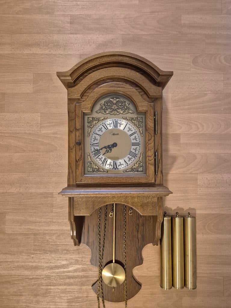 Hermle Wandklok met Gewichten - Klassiek Eikenhout, Antiek en Kunst, Ophalen