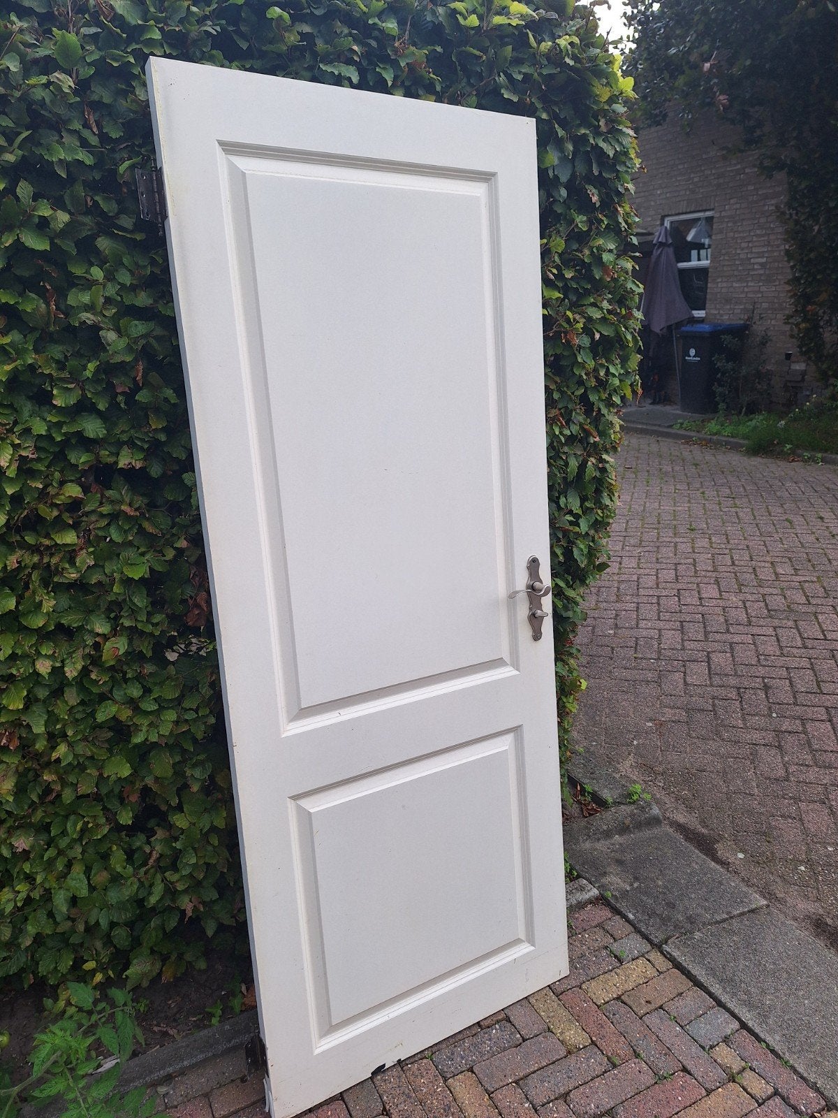 Witte binnendeur met paneeldetails en klink, Doe-het-zelf en Verbouw, Ophalen, Gebruikt, Minder dan 80 cm, Binnendeur