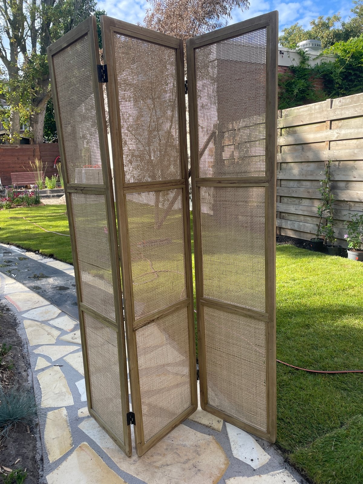 Rotan kamerscherm 170x121cm met 3 panelen, Huis en Inrichting, Woonaccessoires | Kamerschermen, Ophalen, Gebruikt