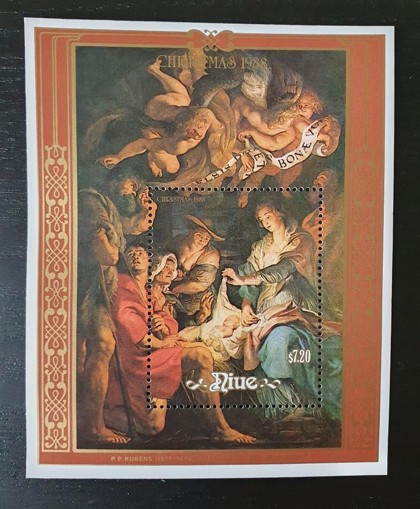 Niue 1988 Kerstmis Religie Kunst Michel blok 113 postfris, Verzenden, Postfris, Overige thema's