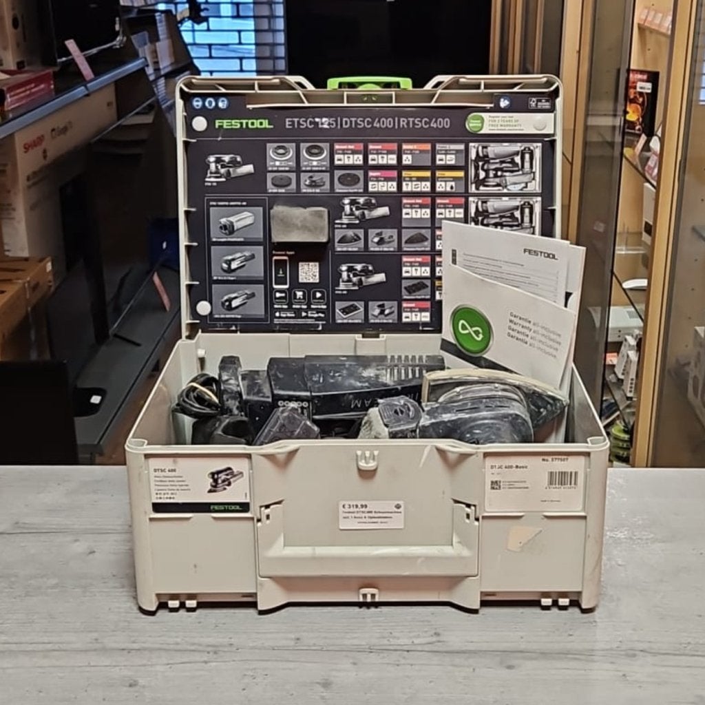 Festool DTSC400 Schuurmachine Incl: 2 Accu & Oplaadstation, Festool, Gebruikt, Support@festool.com, Festool GmbH, WertstraÃŸe 20, 
73240 Wendlingen
Germany
