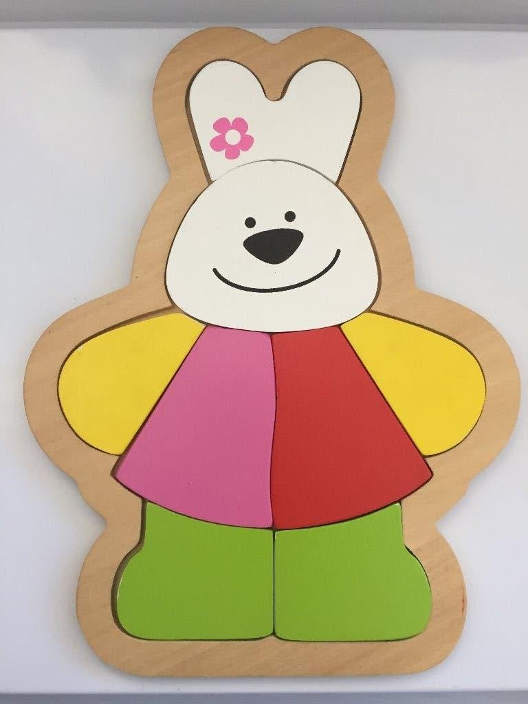 Houten puzzel van een konijntje, bestaande uit 8 stukjes., Ophalen of Verzenden, Zo goed als nieuw, Overige typen