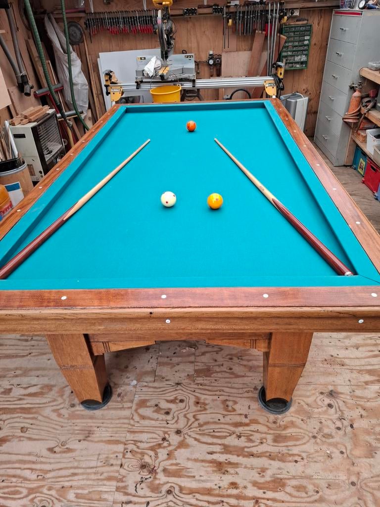 te koop eiken biljart 105 x 210 cm., Verzenden, Zo goed als nieuw, Biljarttafel