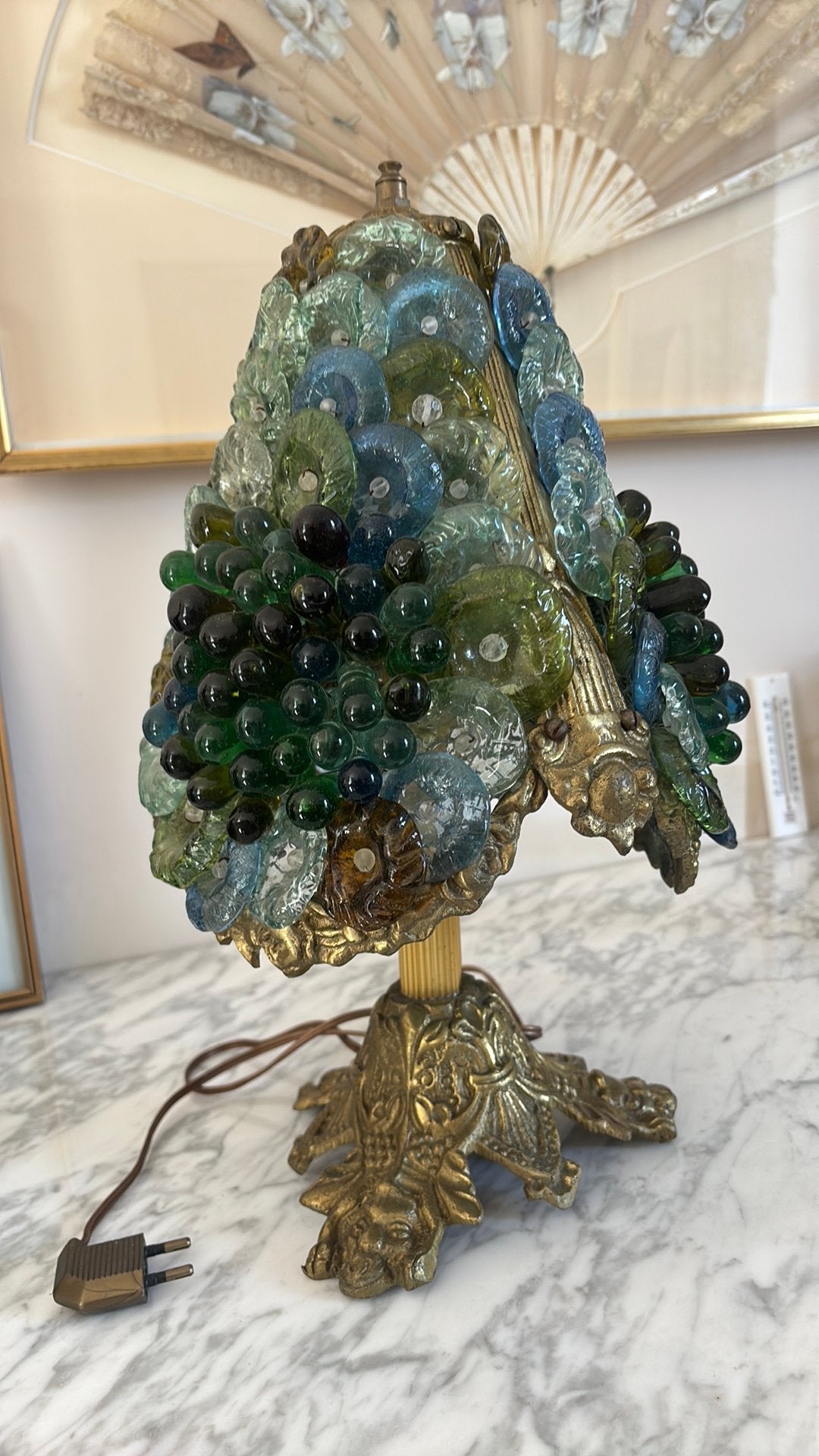 Murano glas Hollywood Regency Midcentury lamp, 42 cm hoog, Ophalen