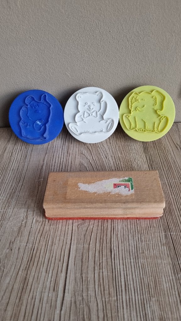 Mooie Vintage Plastic Bakjes met Dieren met Krijtjes + Veger, Verzenden, Gebruikt