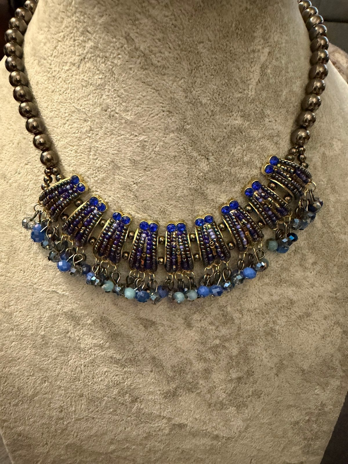 Partij 5 stuks kettingen blauw 54/8, Ophalen of Verzenden, Nieuw, Blauw, Overige materialen