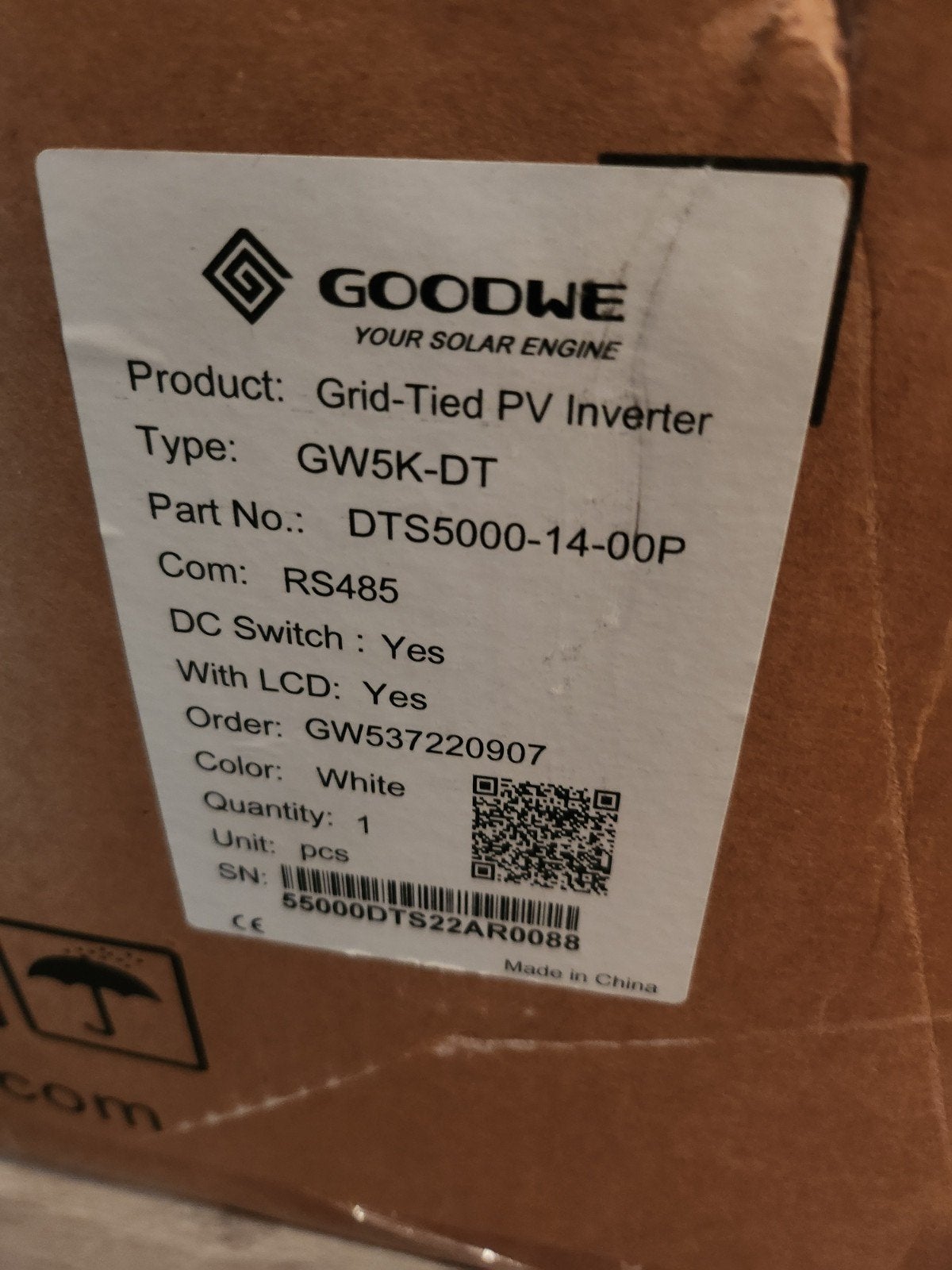 GoodWe GW5K-DT 5kW 3-fase omvormer voor zonnepanelen, Ophalen