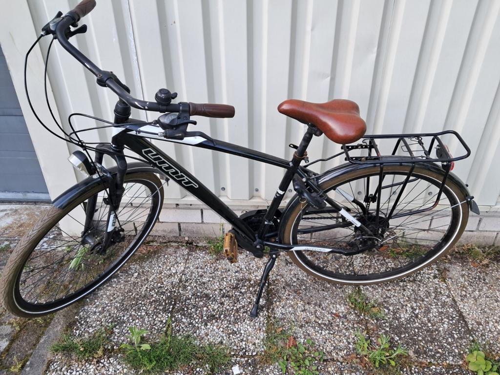 Herenfiets met versnellingen, Fietsen en Brommers, Gebruikt, Versnellingen, Schijfrem, 53 tot 57 cm