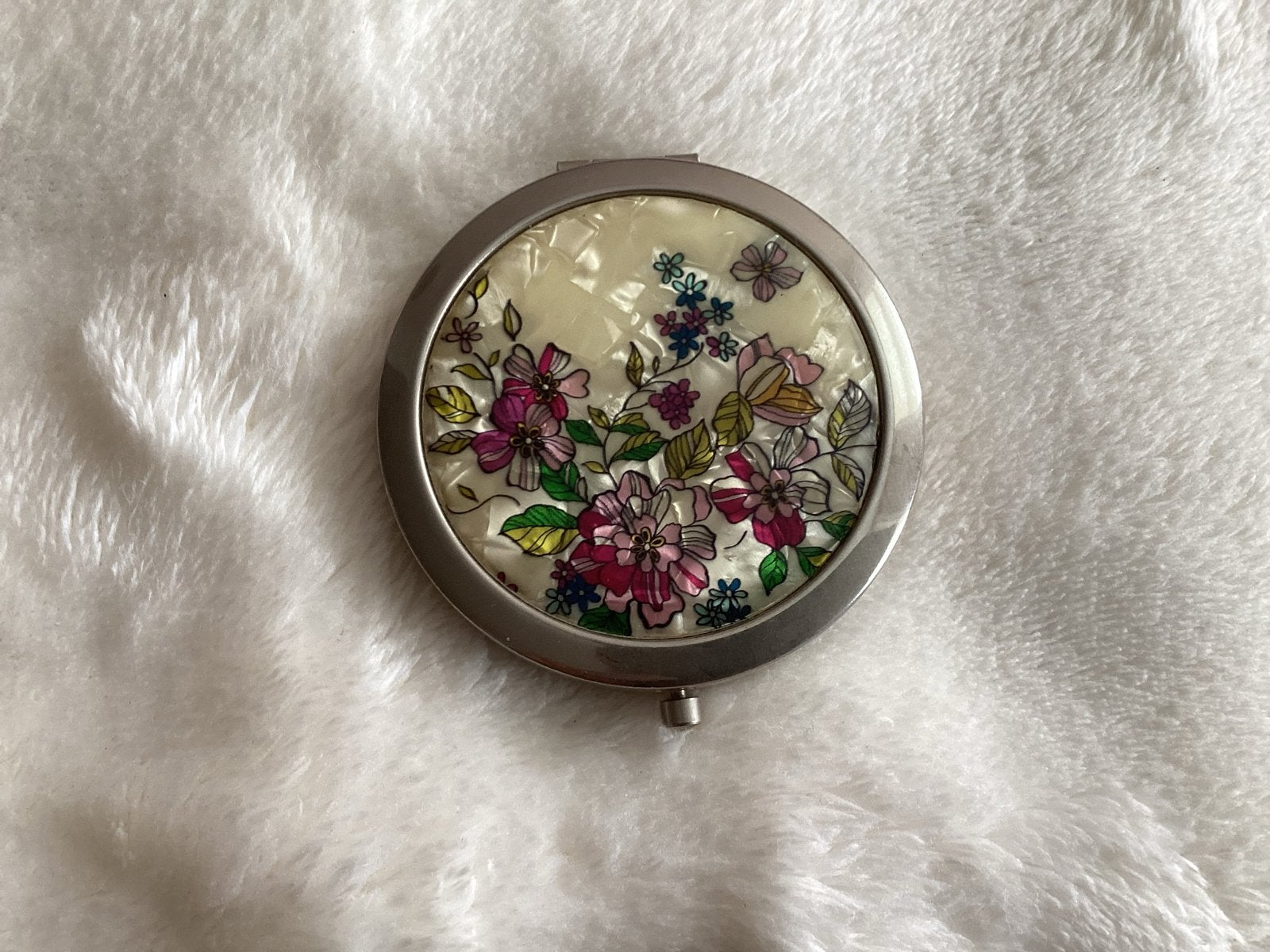 Compact make-up spiegeltje met bloemenprint, Overige kleuren, Gehele gezicht, Ophalen of Verzenden, Zo goed als nieuw