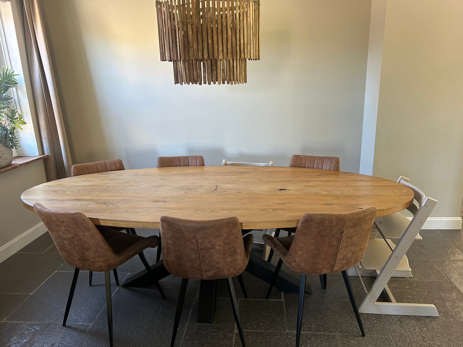 6x eetkamerstoelen cognac / bruin, Huis en Inrichting, Tafels | Eettafels, Ophalen, Zo goed als nieuw, Rechthoekig, 50 tot 100 cm