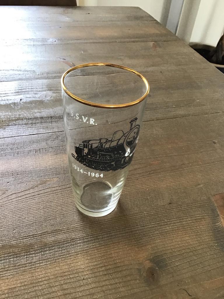 Bierglas S.S.V.R. stoomlocomotief 3737 1934-1964, Ophalen of Verzenden, Gebruikt, Trein, Overige typen