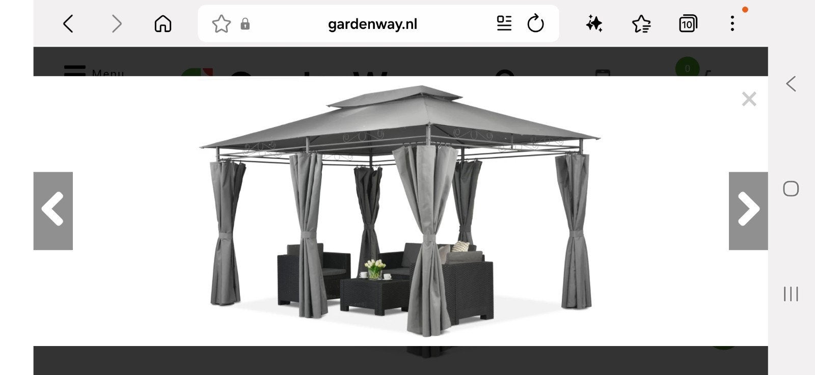 Als Nieuw 1x gebruikt prieel met schaduwdoeken, Nieuw, 4 tot 6 meter, Paviljoen, 2 meter of meer