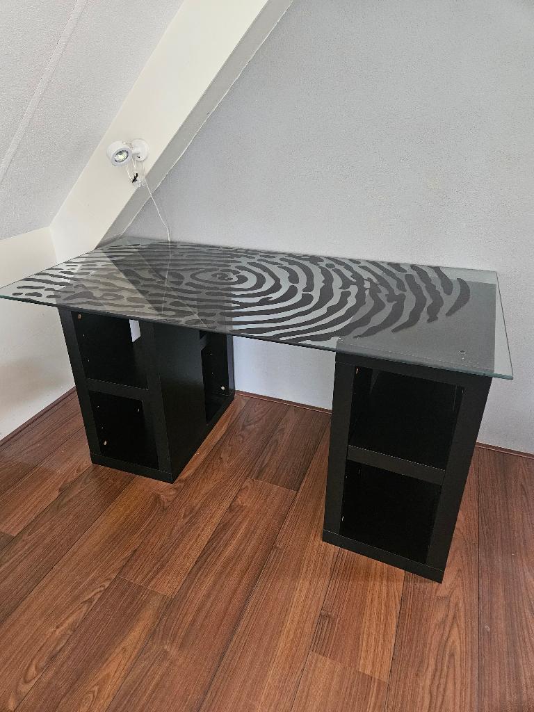 Bureau, Ophalen, Zwart, Gebruikt, Schoolbureau